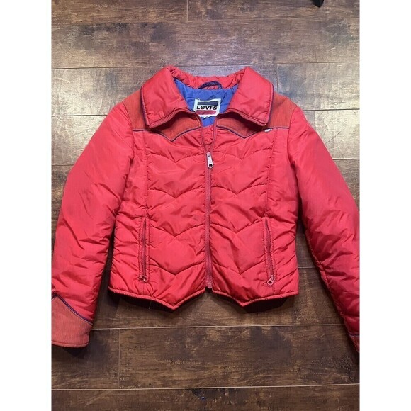 Levis Jackets & Blazers - Levis Vintage Red Croped Puffer Ski Jacket Made In USA Size 12